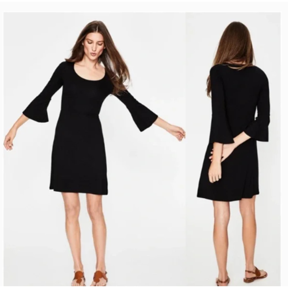 Boden Miriam Jersey Knit Tunic Dress‎ With Ruffle Sleeve Black Size 4R